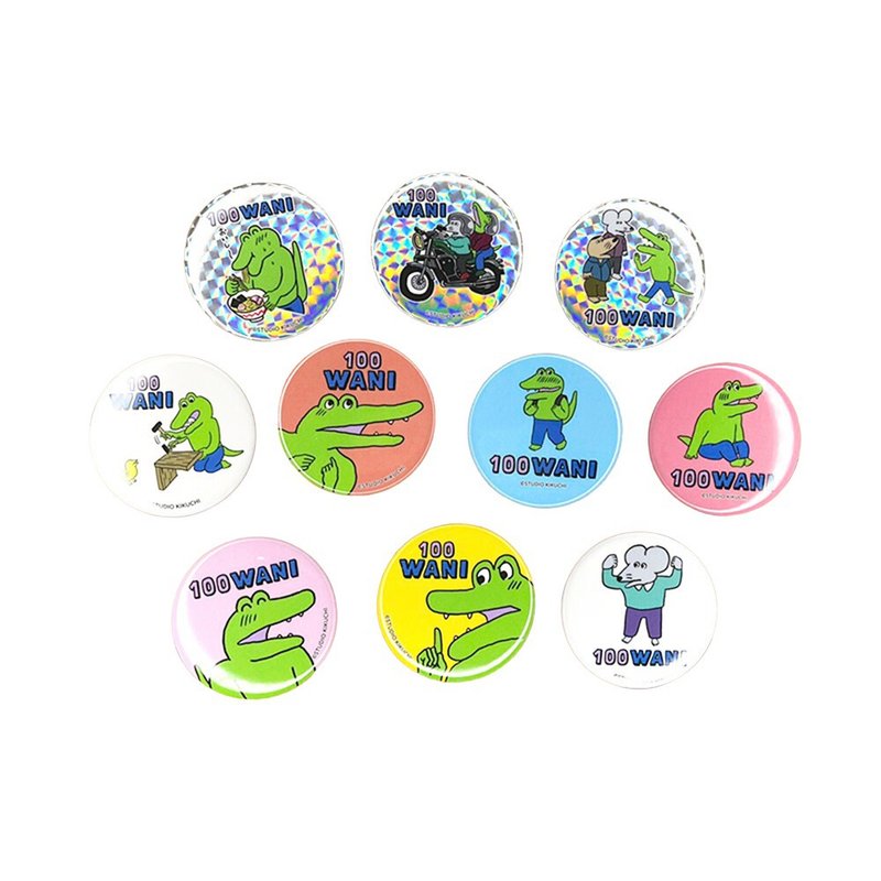 [100 WANI] One Hundred Days Crocodile Officially Authorized Peripheral Products Crocodile Design Random Ten Badges - Badges & Pins - Other Metals Multicolor