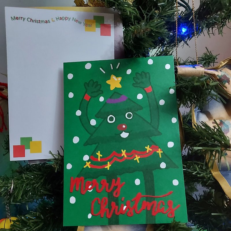 賀卡 / 聖誕樹 / 聖誕節 - 心意卡/卡片 - 紙 綠色