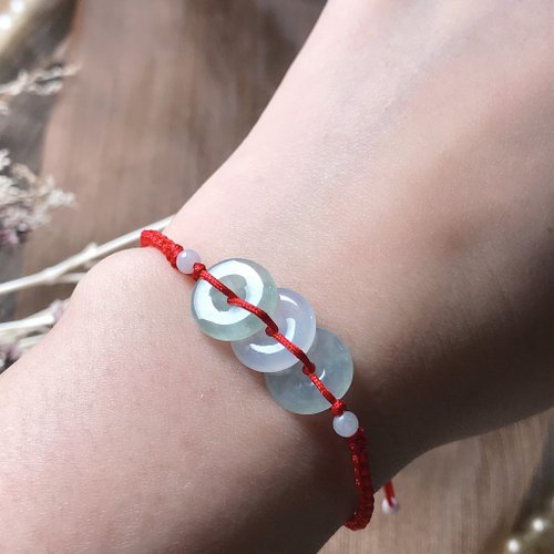 瓔珞珠寶盒 E.L.Jewelry Box 冰種白翡翡翠平安扣編織手鍊 | 天然緬甸玉A貨翡翠 | 送禮