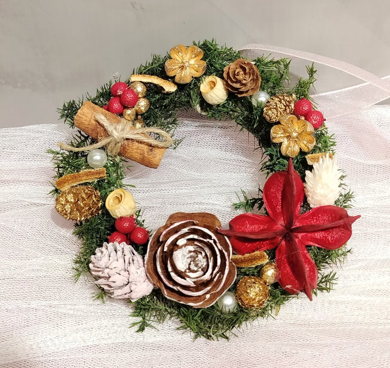 聖誕花圈  乾燥花永生花 松果 果實 聖誕禮物 聖誕手作 交換禮物 - 乾燥花/永生花 - 植物．花 多色