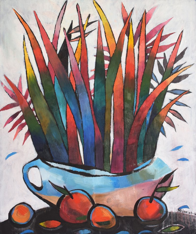 Decorative Flowers Still Life - original painting, wall art - 海報/掛畫/掛布 - 顏料 紅色