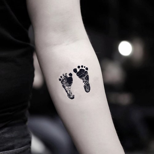 OhMyTat OhMyTat 嬰兒腳印 Baby Feet 刺青圖案紋身貼紙 (2 張)