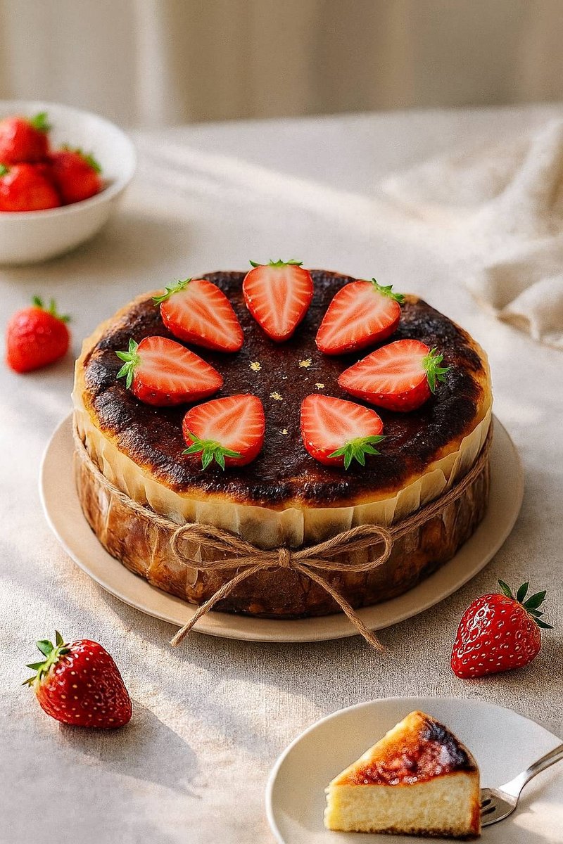 Strawberry First Snow Basque Cheesecake - เค้กและของหวาน - อาหารสด 