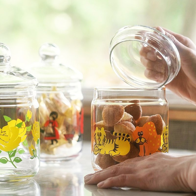 [Choose Three Pieces 1111] Japan ADERIA Showa Retro Tiger Glass Jar 360ml - เครื่องครัว - แก้ว 