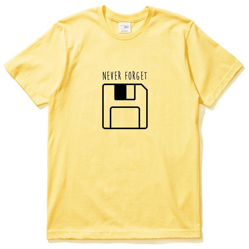 Never Forget Floppy 短袖T恤 黃色  設計 軟碟片磁片磁碟 70 80 復古 電腦 USB - 男 T 恤 - 棉．麻 黃色