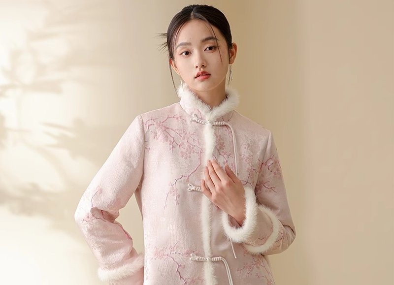 New Chinese style retro gold woven jacquard Tang suit cotton jacket - Women's Tops - Other Materials Pink