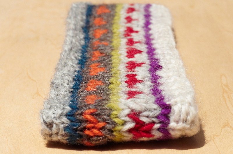 クリスマスギフトはワンピースに限定されています/手作りのウール織りのカラフルなヘッドバンド/純粋なウール織りのヘッドバンド/自由奔放に生きるヘッドバンド/かぎ針編みのヘッドバンド/内側の剛毛織りのヘッドバンド-森の風カラフルな東ヨーロッパのエスニックトーテム - ヘアアクセサリー - ウール 多色