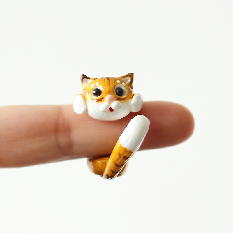 花紋貓戒指 - 可客製化貓咪毛色 獨一無二的愛 - 戒指 - 陶 金色