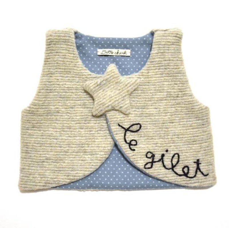 Handmade baby gift  Vest grosgrain knit of the star - Other - Cotton & Hemp Green
