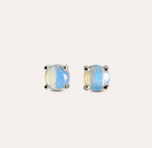 安珠 AND JEWEL 每天配戴的天然寶石 安珠 蛋白石 多色 圓形 5mm 耳環 經典系列 Round E 寶石銀飾 AND