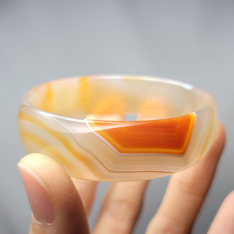 天然 冰種 玉瓍 纏絲瑪瑙 富貴 紅運當頭 小圍 手鐲 16.5cm 單品 - 手鍊/手環 - 寶石 橘色