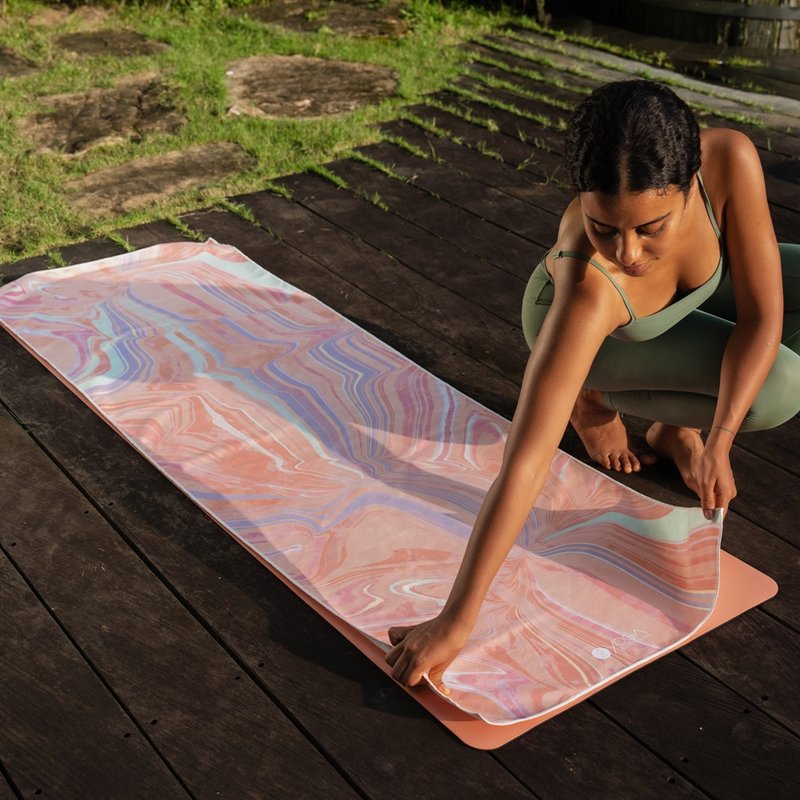 【Yoga Design Lab】Yoga Mat Towel Yoga Towel-Pearl (wet and non-slip) - Fitness Accessories - Other Materials Pink