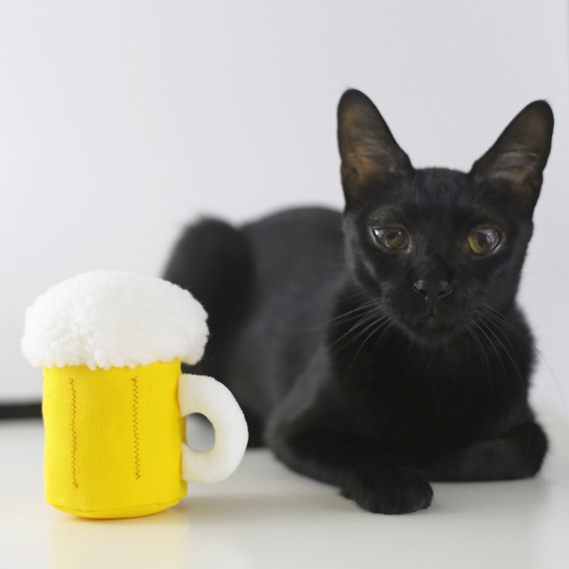Out of print cream beer cat straw bag cat toy refillable reusable - ของเล่นสัตว์ - วัสดุอื่นๆ สีส้ม