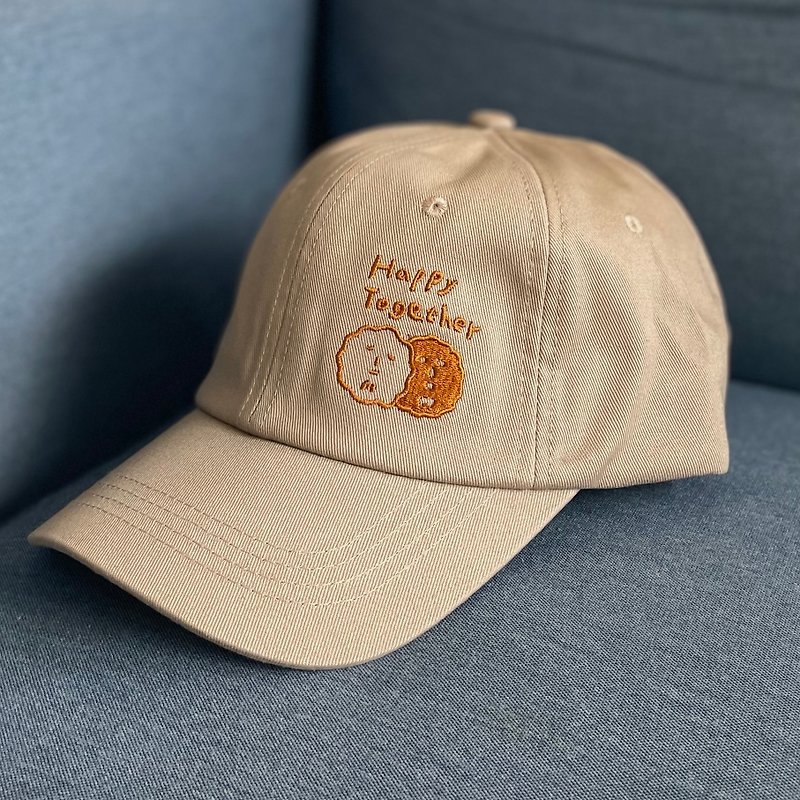 Happy cookie | Khaki baseball cap - หมวก - ผ้าฝ้าย/ผ้าลินิน 