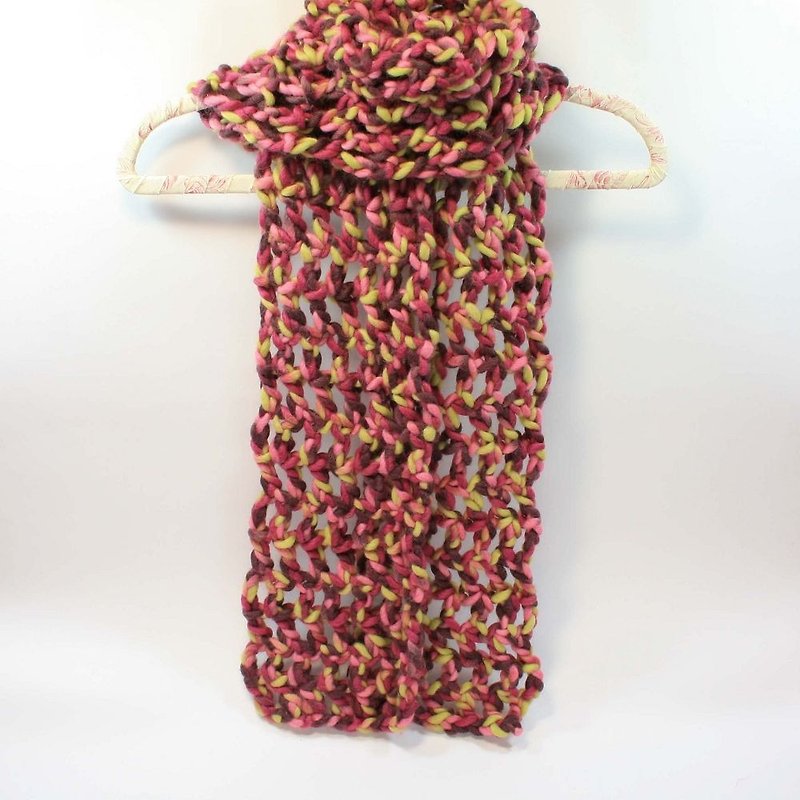 Knitted hand woven scarf-pure wool 02 - Knit Scarves & Wraps - Wool Red