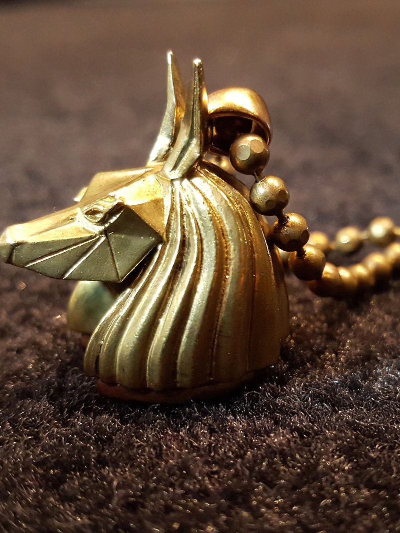 冥王阿奴比斯 黃銅 3D 項鍊 Anapa Necklace Copper Gold - 項鍊 - 其他金屬 金色