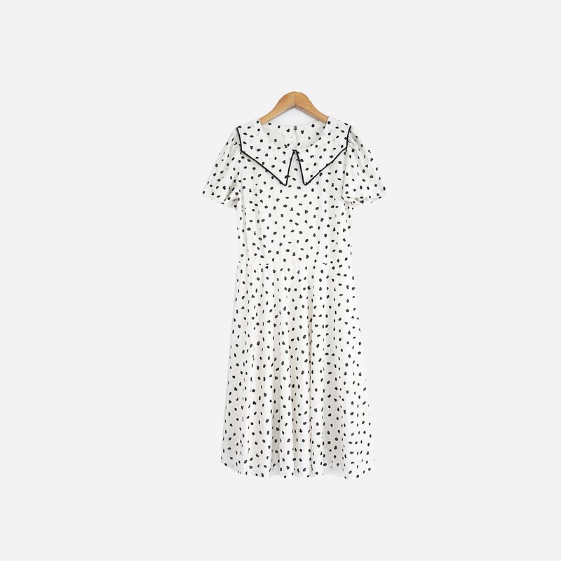 Dislocation vintage / painting little big collar dress no.709 vintage - One Piece Dresses - Other Materials White