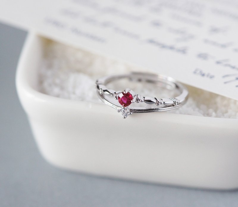 So beautiful~Ruby 3mm sterling silver ring~July birthstone - General Rings - Crystal 