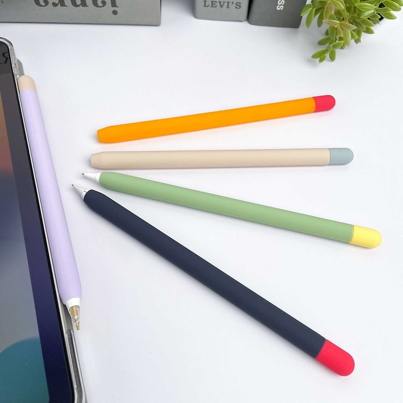 贈雙色筆蓋  | Apple Pencil 2代 超薄矽膠保護套 - 撞色款 - 其他 - 矽膠 多色