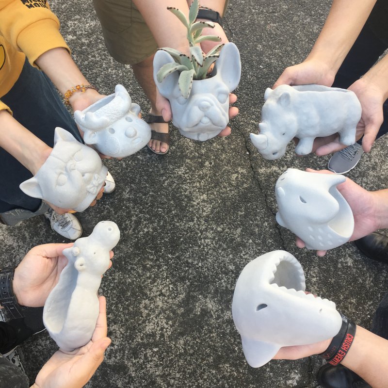 【松菸風格店】T-bone 水泥動物造型盆器 模具灌注體驗 體驗課程 - 其他 - 水泥 