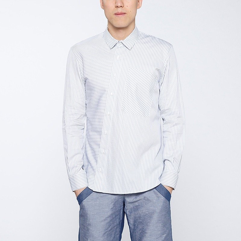 [Designed] Collagen non-lining placket shirt-grey - เสื้อเชิ้ตผู้ชาย - ผ้าฝ้าย/ผ้าลินิน สีเทา