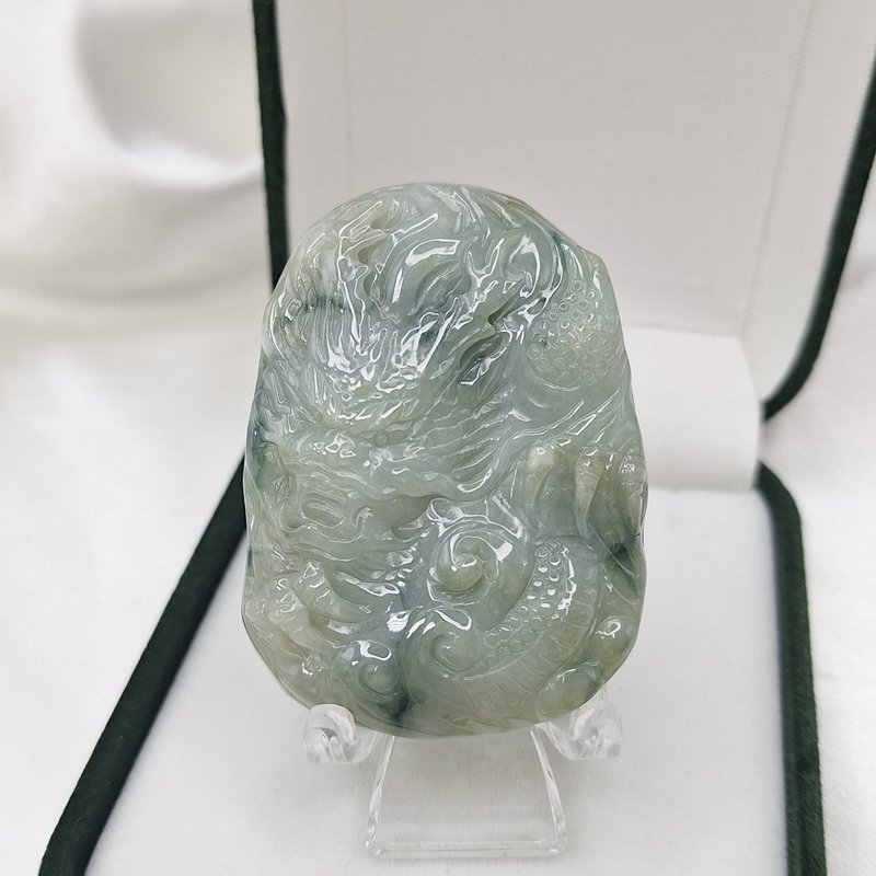 溫潤綠飄花 龍牌 牌件 掛件  | 天然緬甸玉A貨翡翠 - 吊飾/掛飾 - 玉石 
