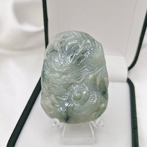 緣圓翡翠 溫潤綠飄花 龍牌 牌件 掛件 | 天然緬甸玉A貨翡翠