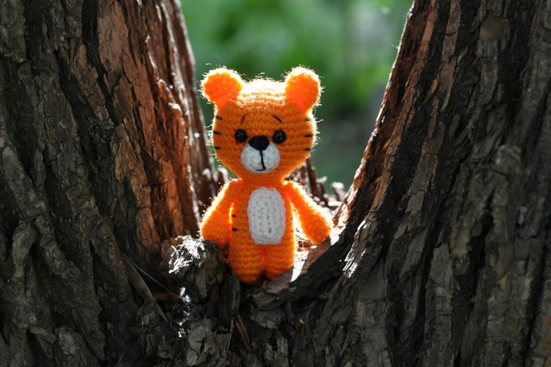 Crochet tiger, Crochet tiger Stuffed toy, tiger toy,  knitted tiger - 寶寶/兒童玩具/玩偶 - 羊毛 橘色