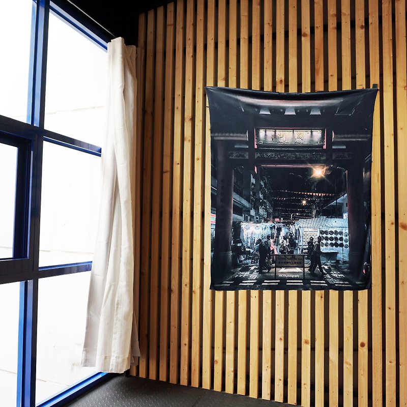 免費訂製你的專屬壁幔 家飾 布幔 BM10 香港廟街 Wall Tapestry - 牆貼/牆身裝飾 - 聚酯纖維 黑色