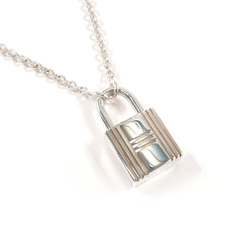 [Direct from Japan, Excellent Used Condition] HERMES Necklace Pendant Cadena Padlock Kelly Silver 925 Vintage Accessory, Polished to like-new condition - สร้อยคอ - เงินแท้ สีเงิน