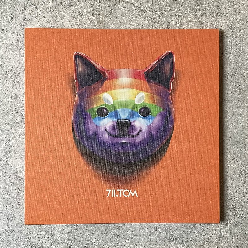 711XTCM Digital Art Output | Rainbow dog - โปสเตอร์ - ผ้าฝ้าย/ผ้าลินิน 