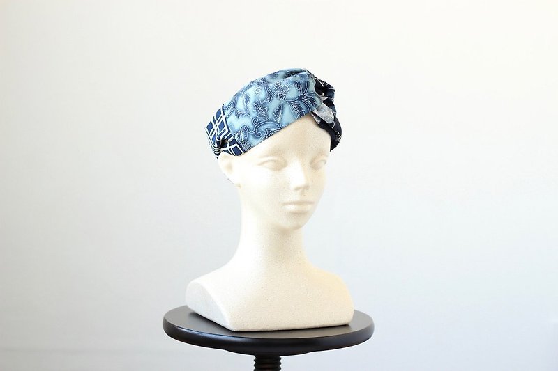 blue twist headband, one-of-a-kind, unique turban - Headbands - Silk Blue