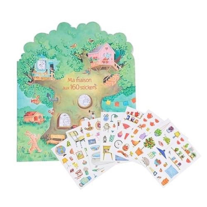 French Moulin Roty Sticker Game Book - Forest Adventure - สมุดภาพเด็ก - กระดาษ หลากหลายสี