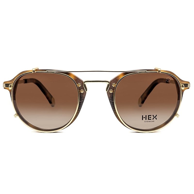 Optical glasses with front hanging sunglasses|Sunglasses|Brown tortoiseshell round frame|Made in Italy|Metal plastic frame - กรอบแว่นตา - วัสดุอื่นๆ สีนำ้ตาล