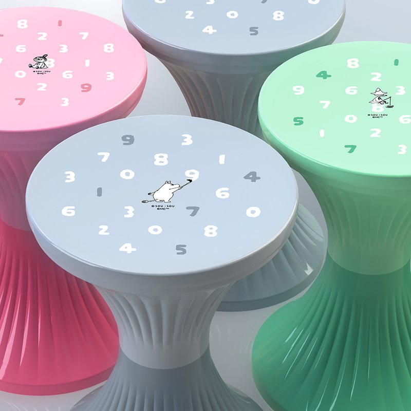 【Pinkoi x Moomin x SOU・SOU】Red A Round Stool ( Registered Design ) - Chairs & Sofas - Plastic Multicolor