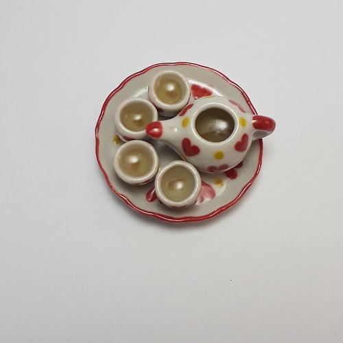luckyhandmade246 Break Time Tea hot drink Set Food Miniature Dollhouse collectible