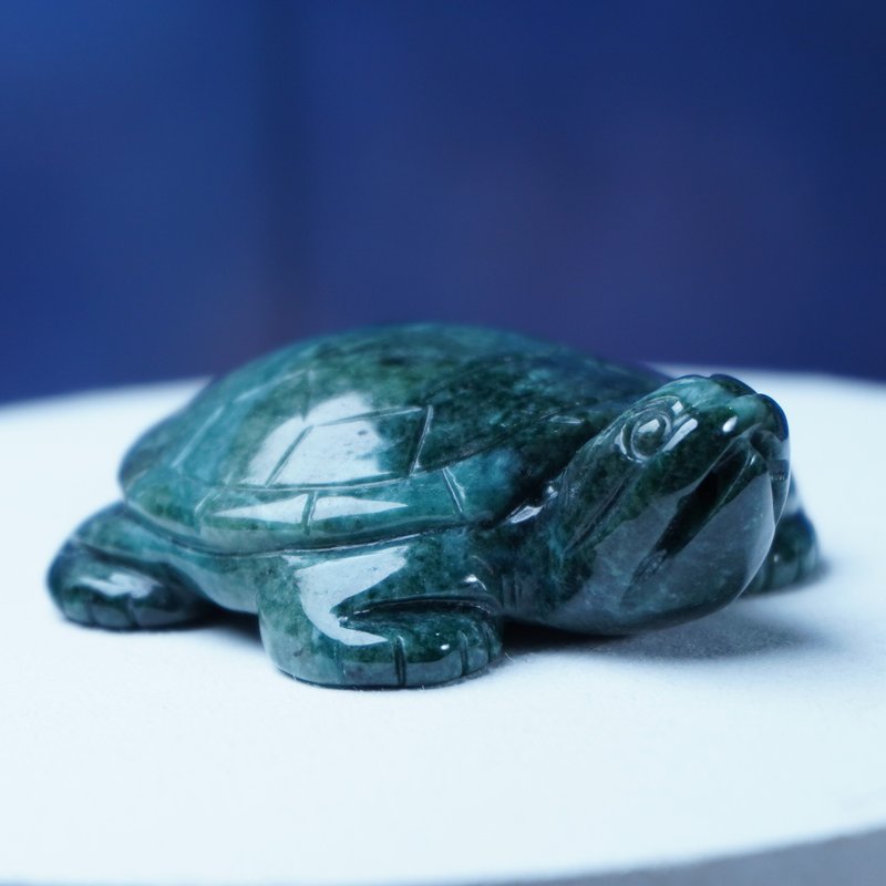 [Auspiciousness and Longevity] Floating Flower Jade Turtle | Natural Burmese Grade A Jadeite | Gifts - Charms - Jade Green