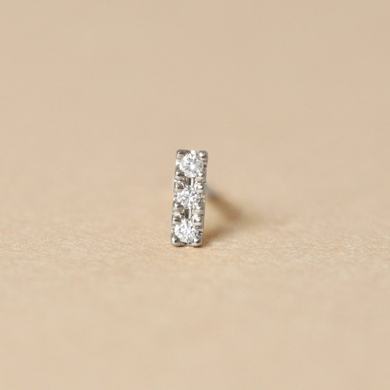 【Solo Earring】 【Second Earrings】 鉑金三石鑽石單邊耳環 - 耳環/耳夾/耳骨夾 - 貴金屬 