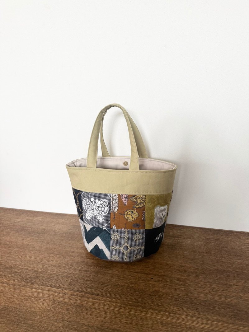 バケツトートバッグ　ミナペルホネン パッチワーク - 手提包/手提袋 - 棉．麻 多色