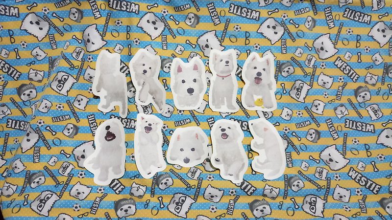 Oil painting West Highland White Terrier Series ~ Waterproof stickers (10 sheets in total) (No paper card) - สติกเกอร์ - วัสดุอื่นๆ 