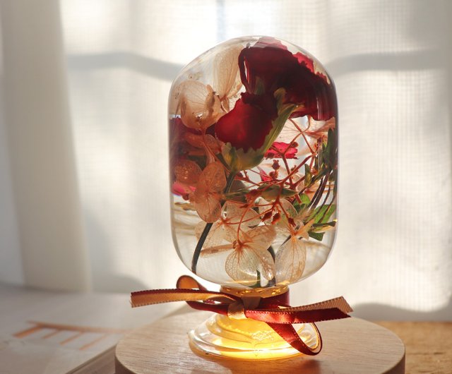 愛らしい - カーネーションフローティングフラワーウィッシング花瓶小さな夜の光カスタマイズレーザー彫刻家の装飾 - ショップ 蒔嚐しばしば フローラル  置物 - Pinkoi