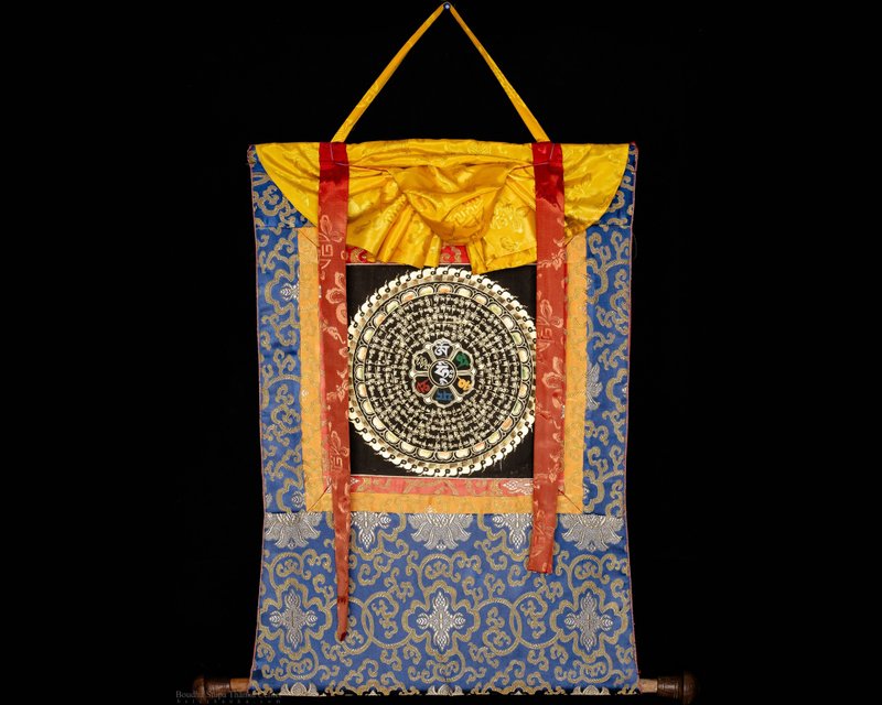 Hand-Painted Mantra Mandala Thangka paintings from Himalayas - Wall Décor - Other Materials Multicolor