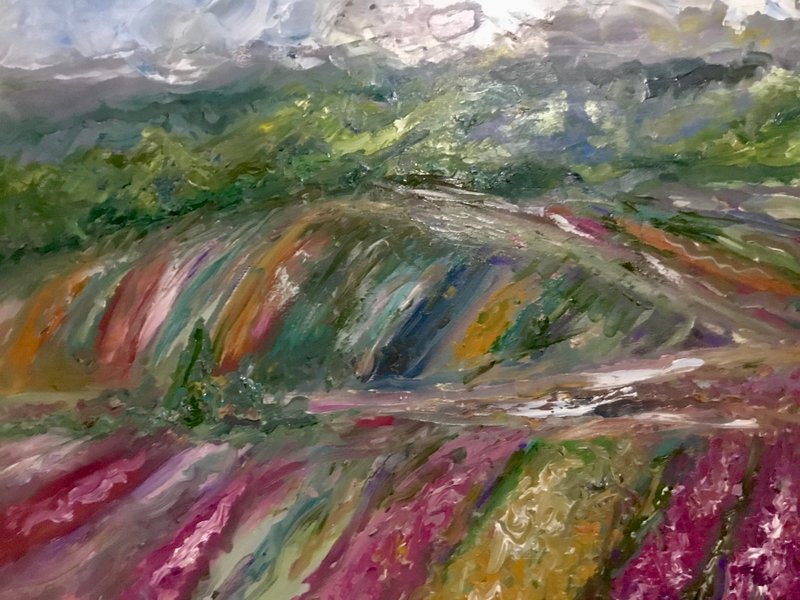 Japanese fields original oil painting on large 50-70sm canvas,home decoration - 壁貼/牆壁裝飾 - 其他材質 綠色