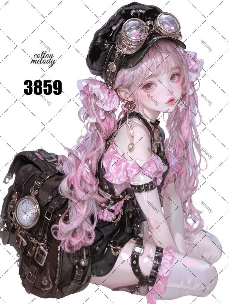 original sticker no.3859 人物ステッカー オリジナルステッカー オリジナル人物ステッカー 装飾ステッカー cotton melody - 貼紙 - 紙 