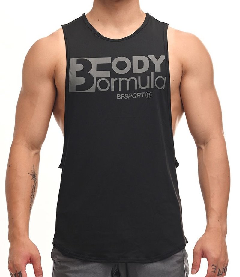 Serious Gym 下弧度 側挖 機能運動背心 - 黑色 - 男背心 - 聚酯纖維 黑色