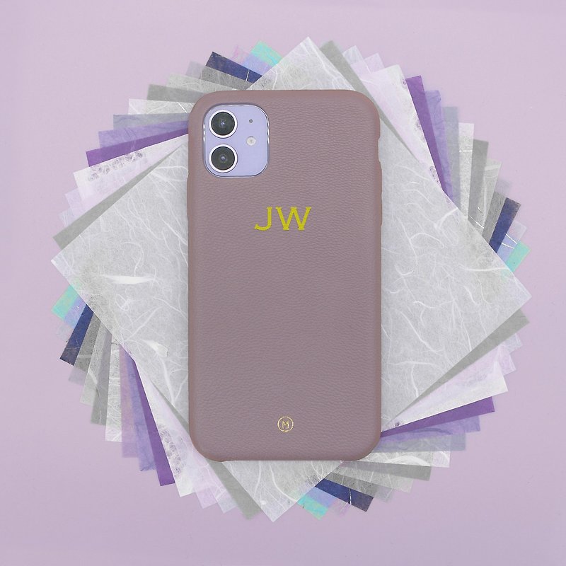 Customized gift real leather anti-fall macaron dream color lavender purple iPhone case - เคส/ซองมือถือ - หนังแท้ สีม่วง