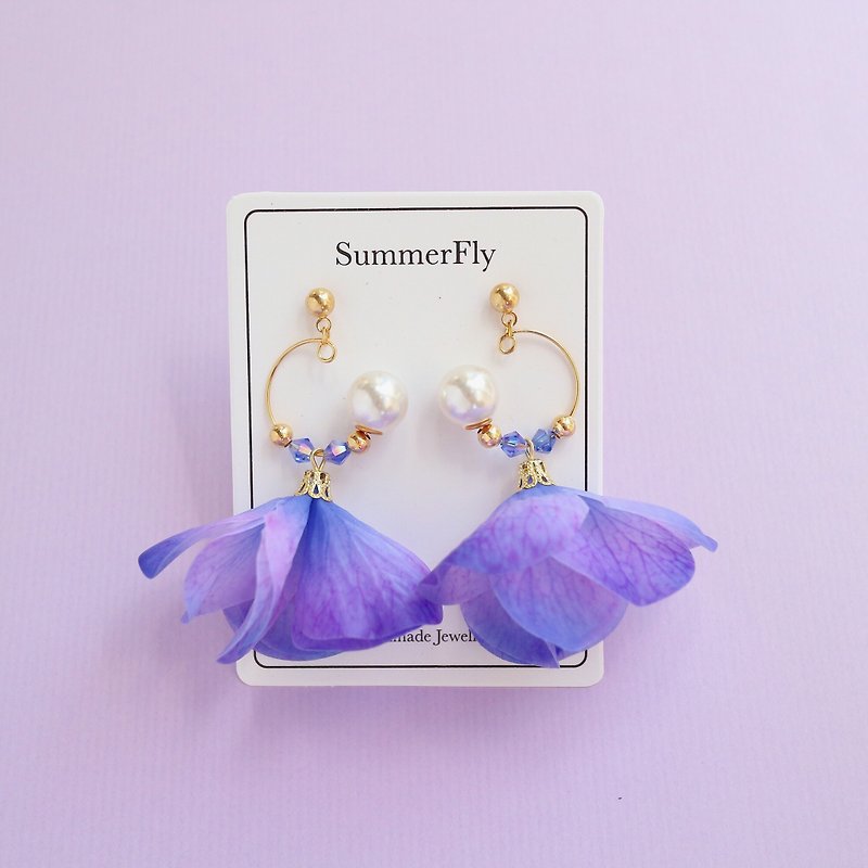 flower petal earrings drop earrings birthday gift Valentine's Day  bridal - Earrings & Clip-ons - Plants & Flowers Purple