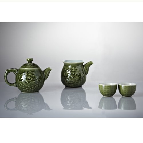 乾唐軒ACERA活瓷-新生活心感動 勢在必得茶具組 / 綠釉 / 一壺+六杯+茶海