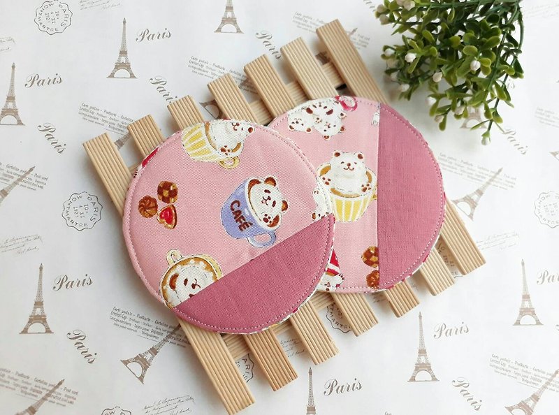 [QQ stitching coaster] 2 into - Coasters - Cotton & Hemp Pink