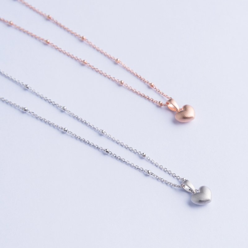 【New Product】Space. Matte love sterling silver necklace couple necklace clavicle chain - สร้อยคอ - เงินแท้ 